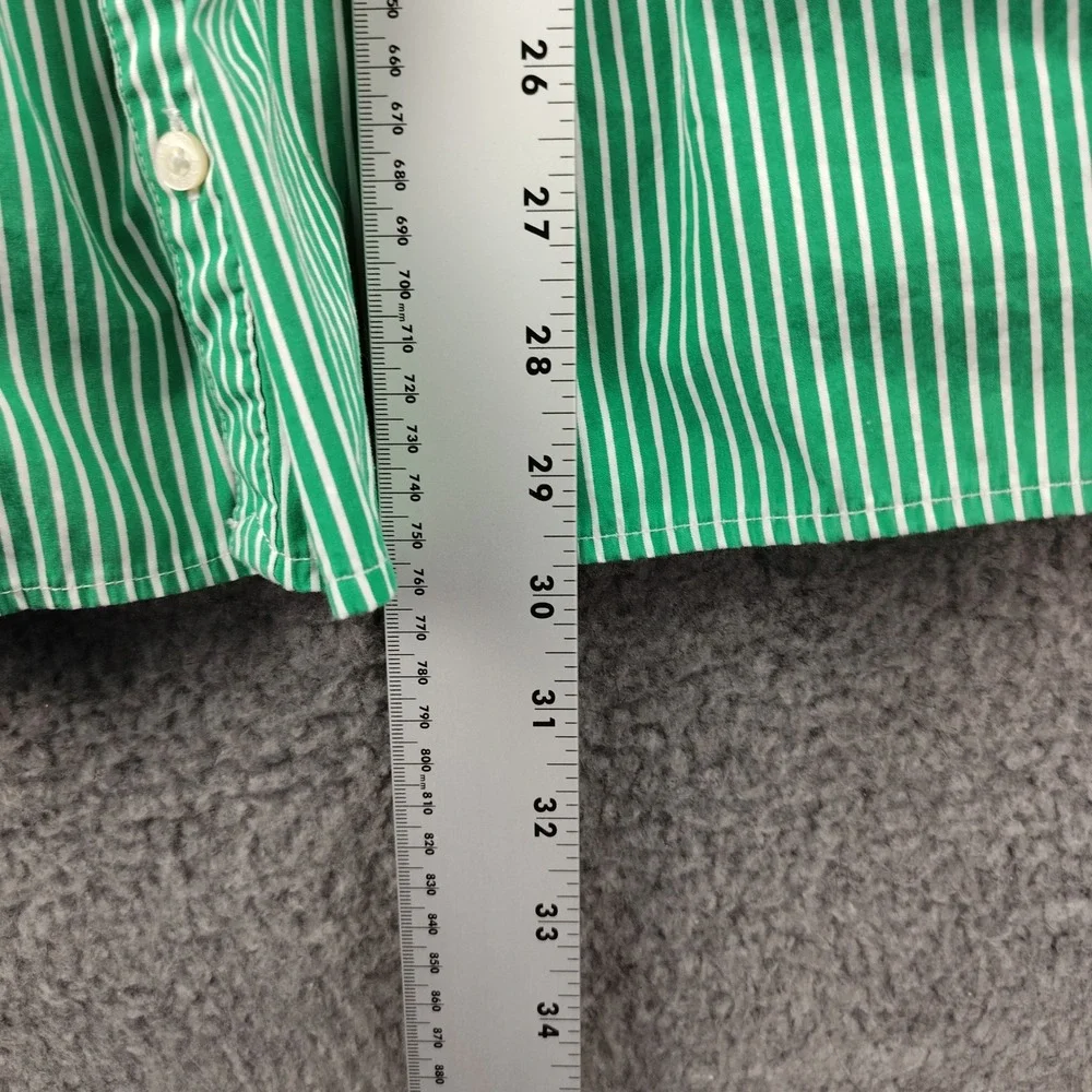 Polo Ralph Lauren Girls Green White Striped Button Down Shirt Dress Size 12